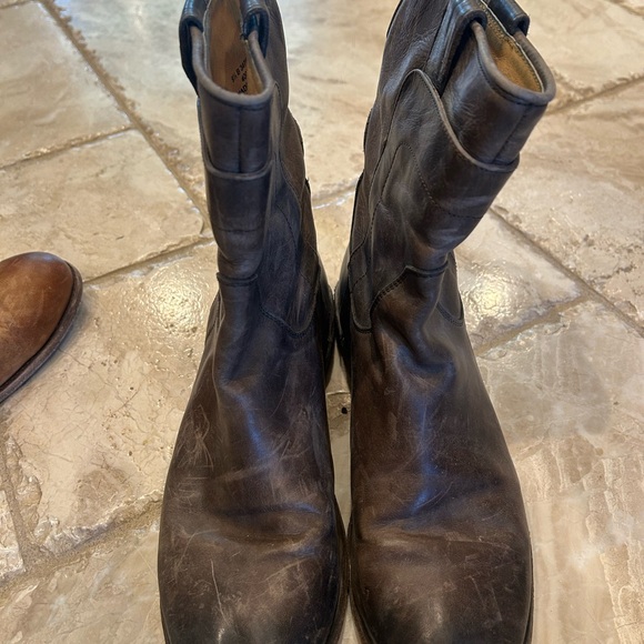 Frye Black Ankle Boots with Distressed Leather - Picture 1 of 5